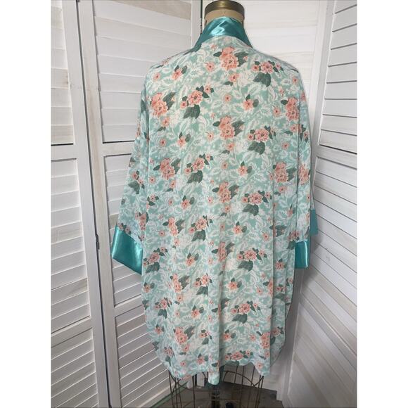 VTG 90s Victoria Secret Gold Label Kimono Robe Floral Print Green Spring - Picture 6 of 10